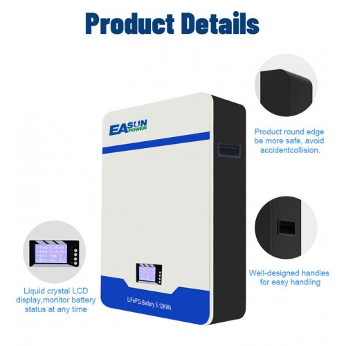 EASUN POWER 51.2 V 200 Ач LiFePO4 акумулятор 5 кВт сонячна акумуляторна батарея RS485 CAN BMS 6000 циклів 10 років гарантії EASUN POWER 51.2 V 200 Ач LiFePO4 акумулятор 5 кВт сонячна акумуляторна батарея RS485 CAN BMS 6000 циклів 10 років гарантії
